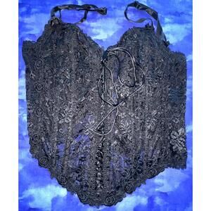 Vintage Shirley of‎ Hollywood Black Lace Size 38 Lingerie Corset